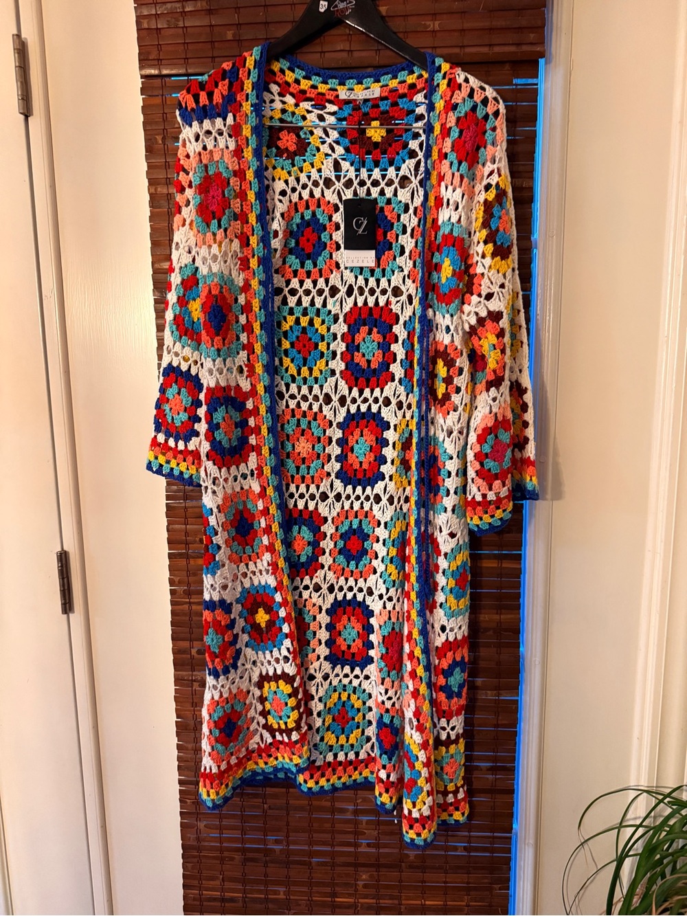 CeZele Multicolor Crochet Long Cardigan - granny square, beautiful piece! OS NWT - Picture 2 of 7
